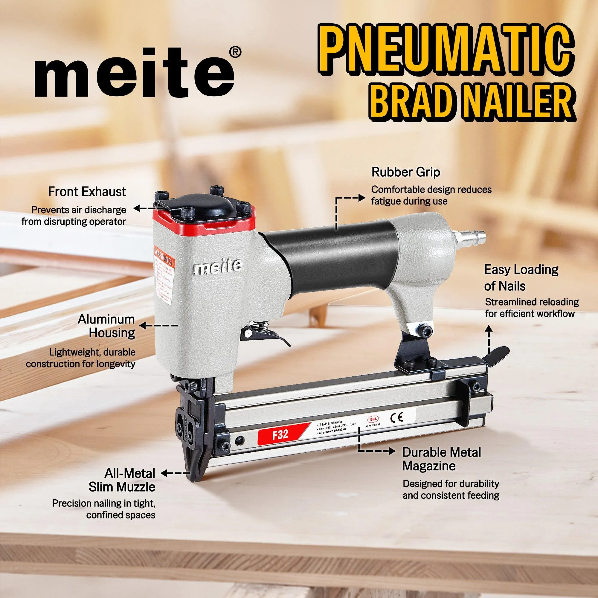 18 Gauge 3/8" to 1-1/4" Length Brad Nailer