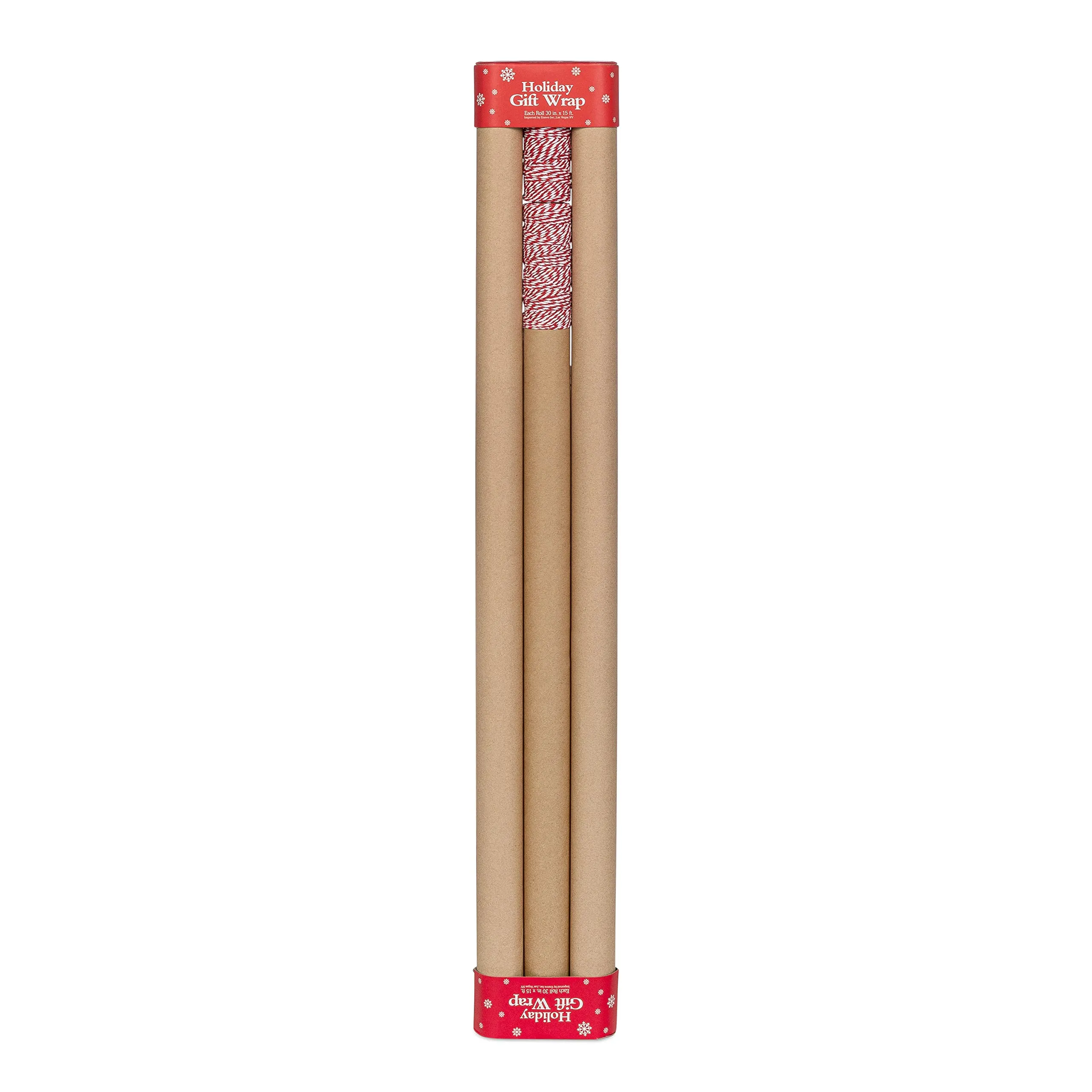 Classic Kraft Wrap 3 Rolls   Red Bakers Twine