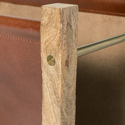 New - Wood and Leather Magazine Holder Natural - Threshold designed with Studio McGee
