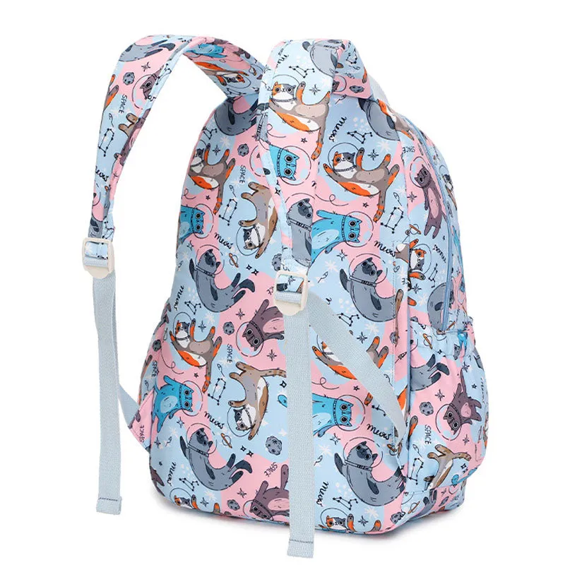 Space Cat Pattern Backpack Girls Waterproof School Bag