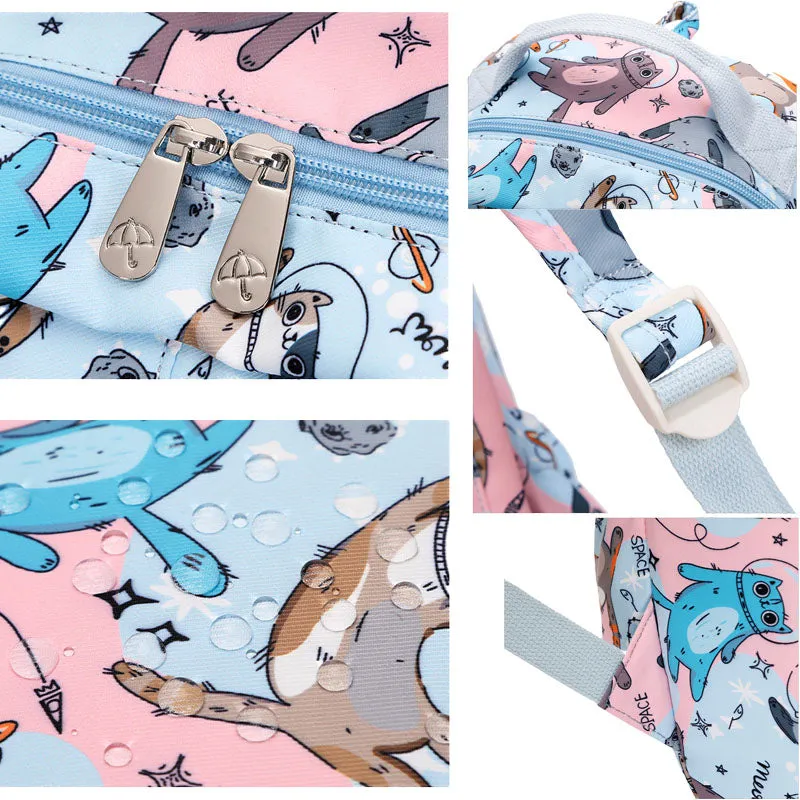 Space Cat Pattern Backpack Girls Waterproof School Bag